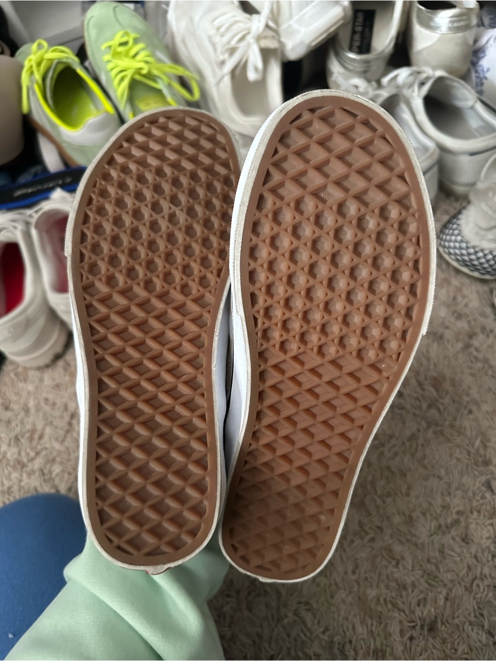 Vans Slip-On Checkerboard Sneakers in Beige and White - Picture 3 of 4